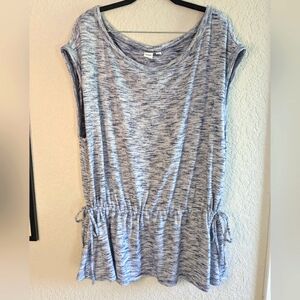 GAP Heathered Sleeveless Knit Top Drawstring Waist Blue XXL Soft Flared Hem